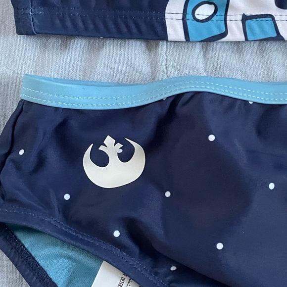 NEW Disney Parks Star Wars R2-D2 Droid Girls Swimsuit Set in White Blue - Picture 3 of 7